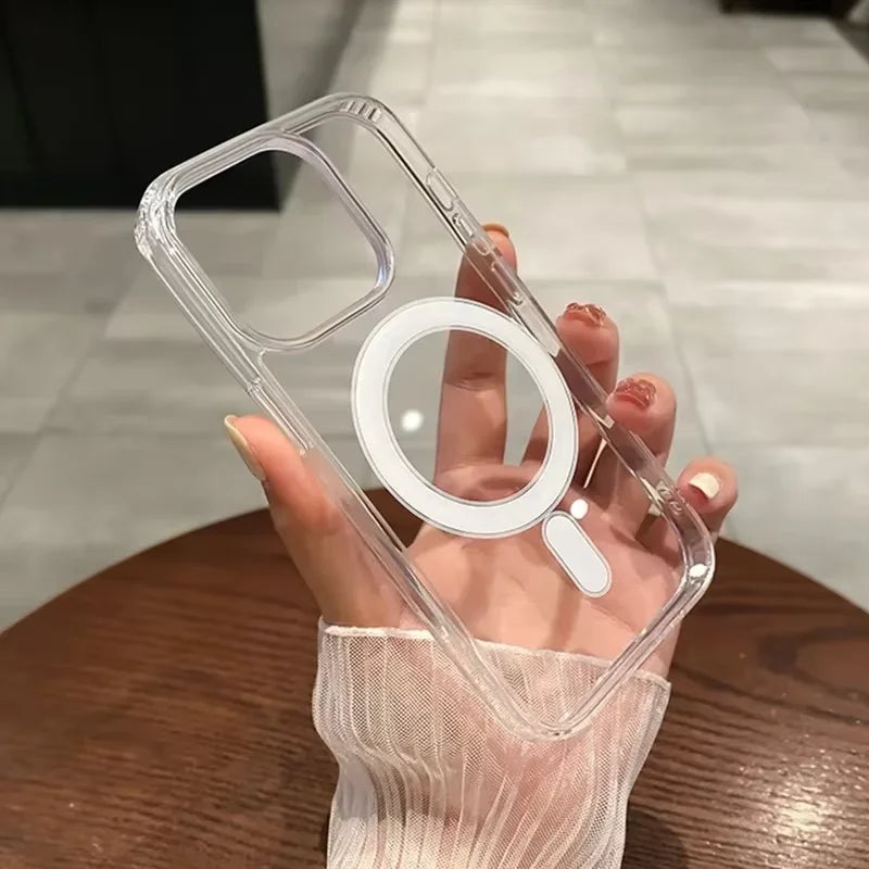 Luxury Transparent for Magsafe Magnetic Phone Case for iPhone 17  Air 17 Pro Max Shockproof Wireless Charging Cover