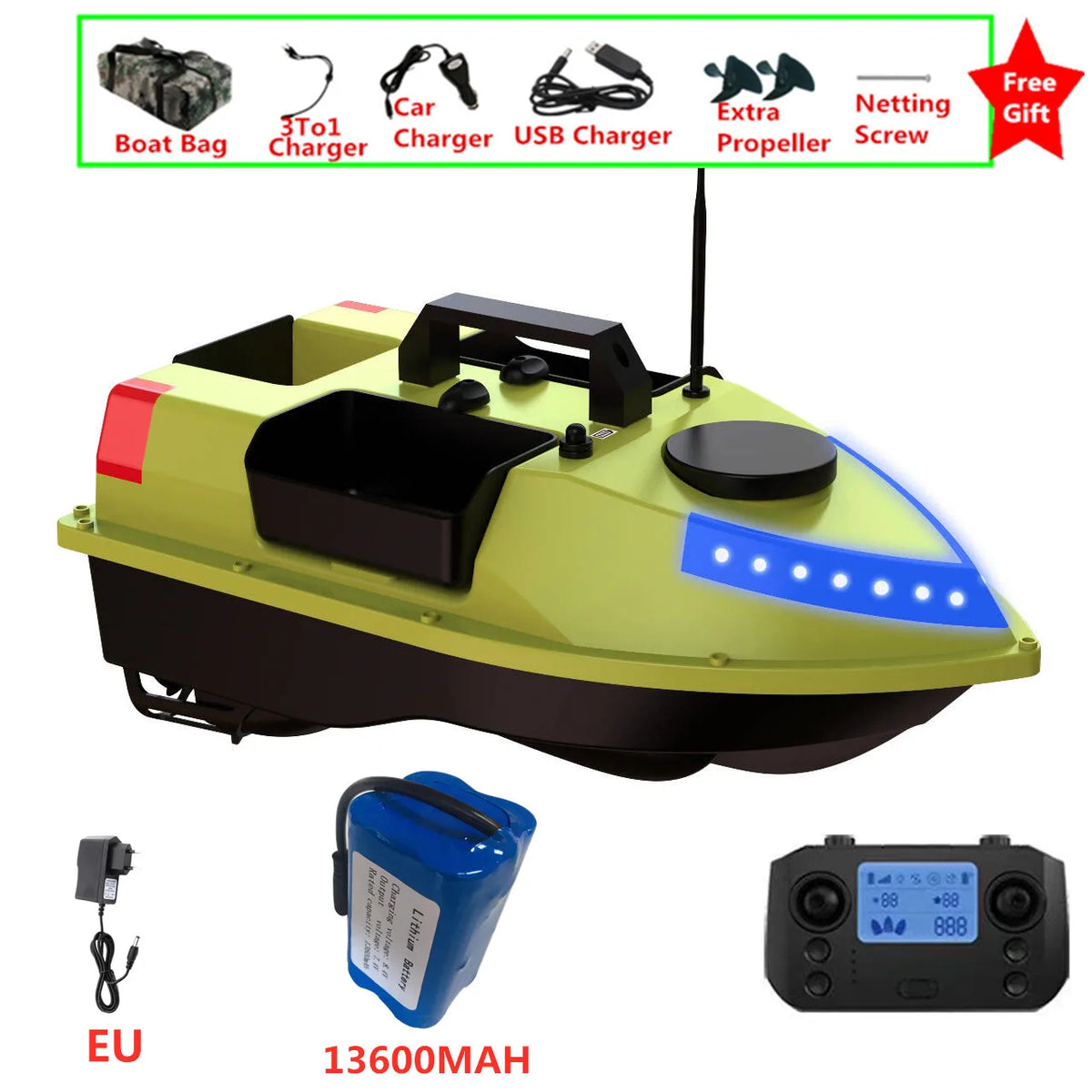 99 GPS Fishing Location RC Fishing Boat 2.4G 600M 3 Hopper Smart Speed Cruise Remote Control GPS Navigation Boat RC Nesting Boat