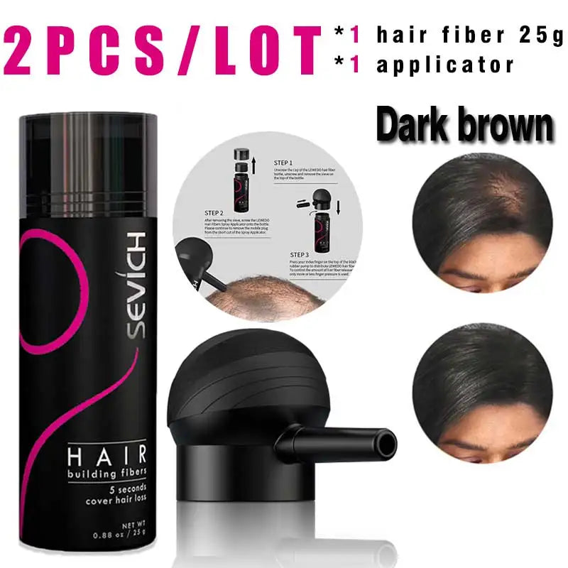 SEVICH Hair Building Fiber Set Cover Sparse Hair or Bald Spots Hair Loss Regrowth Treatment Keratin Hair Fiber Powder Applicator