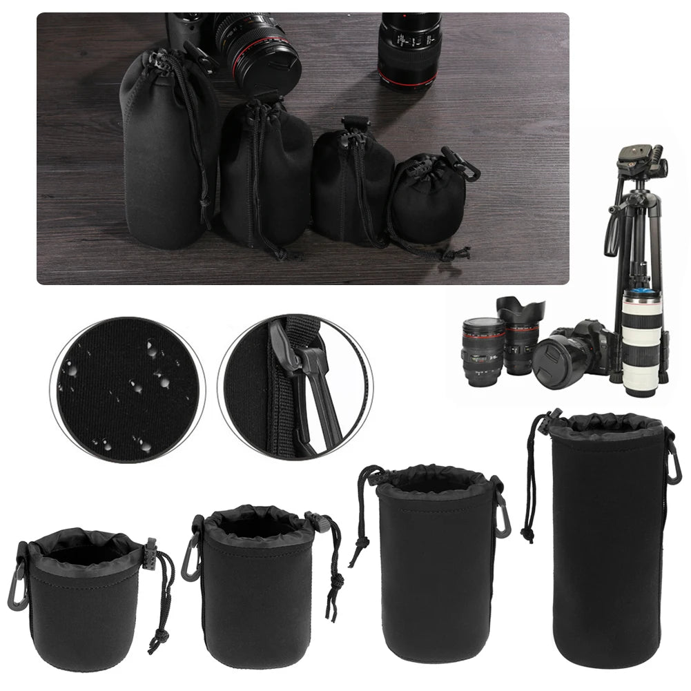 Camera Lens Pouch Bag Neoprene Waterproof Soft Video Camera Lens Pouch Bag Case for Canon Sony for Most Digital SLR Camera