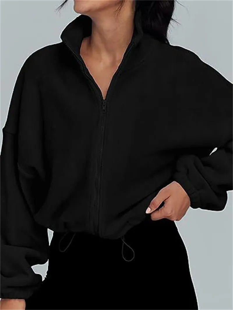 Women's Stand-Up Neck Zipper Cardigan
