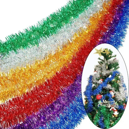 1.5-30m Christmas Ribbon Garland Cane Foil Tinsel Glitter Metallic Xmas Tree Wrapping Ribbons Ornaments DIY New Year Party Decor