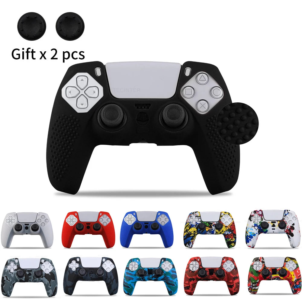 Silicone Cover Skin for PlayStation 5 Accessories for PS5 Controller Cover Thumb Grips Anti-Slip Protection Shell Skin for PS5 S