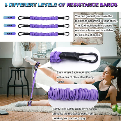 Ankle Resistance Bands With Cuffs Set 60LB 3 Different Pound Resistance Bands for Leg Glute Exercise Fitness Equipment