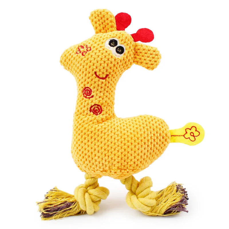 Plush Squeaking Toy for Pet Dogs and Cats, Dog Chew Toys, Giraffe Fleece Rope, Interactive Animals, Puppy, Deer