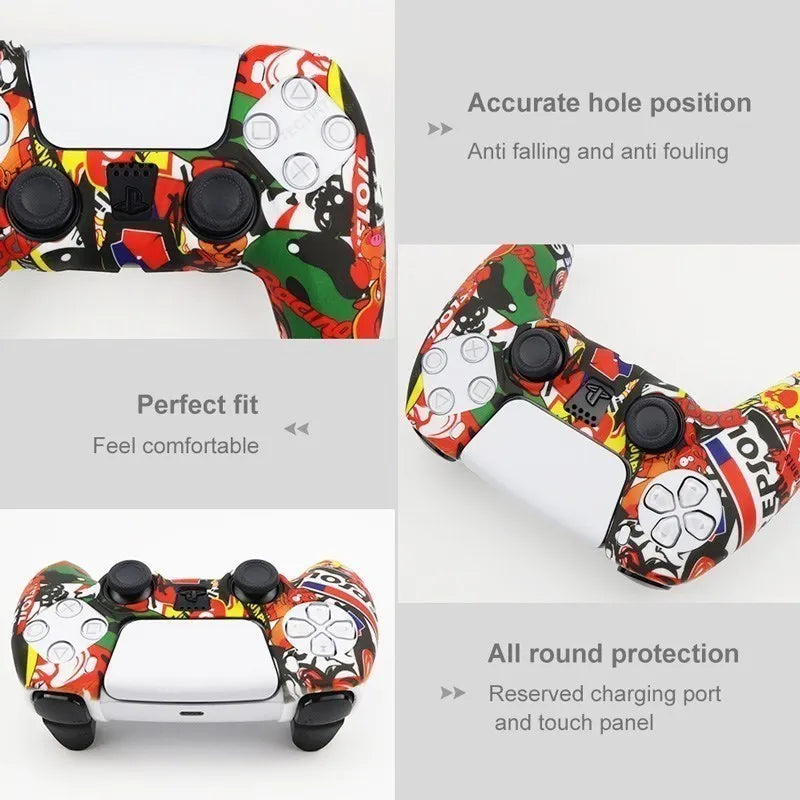 Silicone Cover Skin for PlayStation 5 Accessories for PS5 Controller Cover Thumb Grips Anti-Slip Protection Shell Skin for PS5 S
