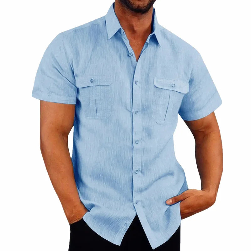 Men's Linen Hot Sale Men Short-Sleeved