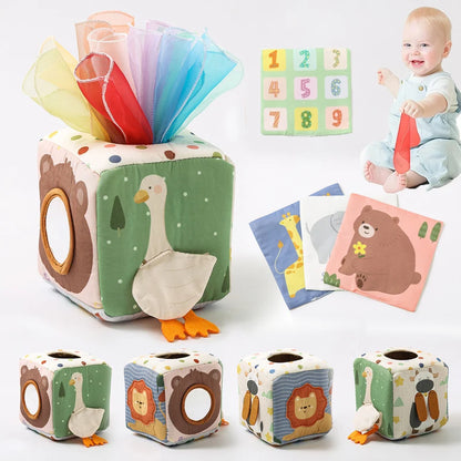 Baby Montessori Toys,Magic Tissue Box,Educational Learning Activity Sensory Toys for Kids Finger Exercising Busy Board Baby Game