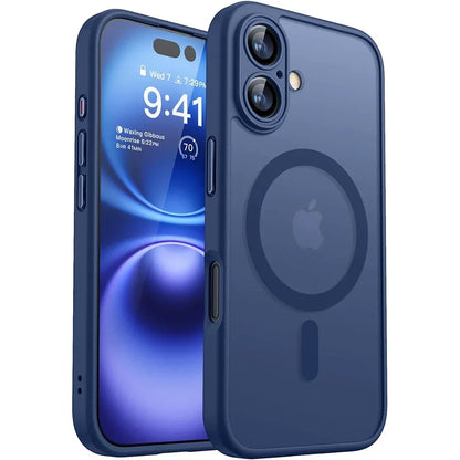 Magnetic Translucent Armor Shockproof Case for iPhone 17 16 15 14 13 12 11 18 Pro Max Plus for Magsafe Wireless Charge Cover