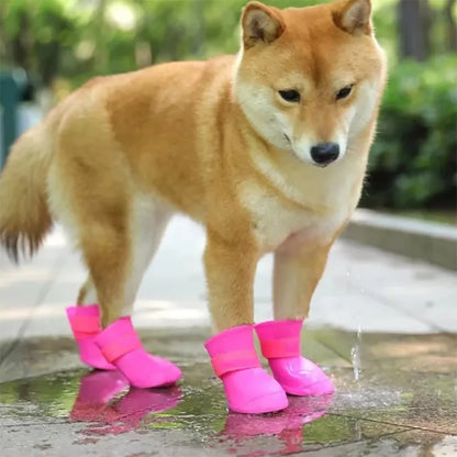 4Pcs Pet WaterProof Rainshoe Anti-Slip Rubber Boot for Small Medium Large Dogs Cats Outdoor Shoe Dog Ankle Boots Pet Accessories