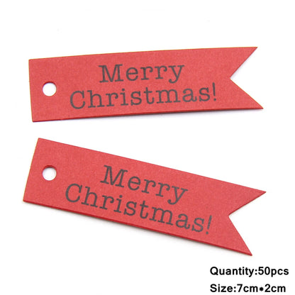 50PCS Chrismtas Kraft Paper Tags Hollow Red White Natural Snowflake/Deer Crafts Hanging Tag Christmas DIY Gift Wrapping Suppl