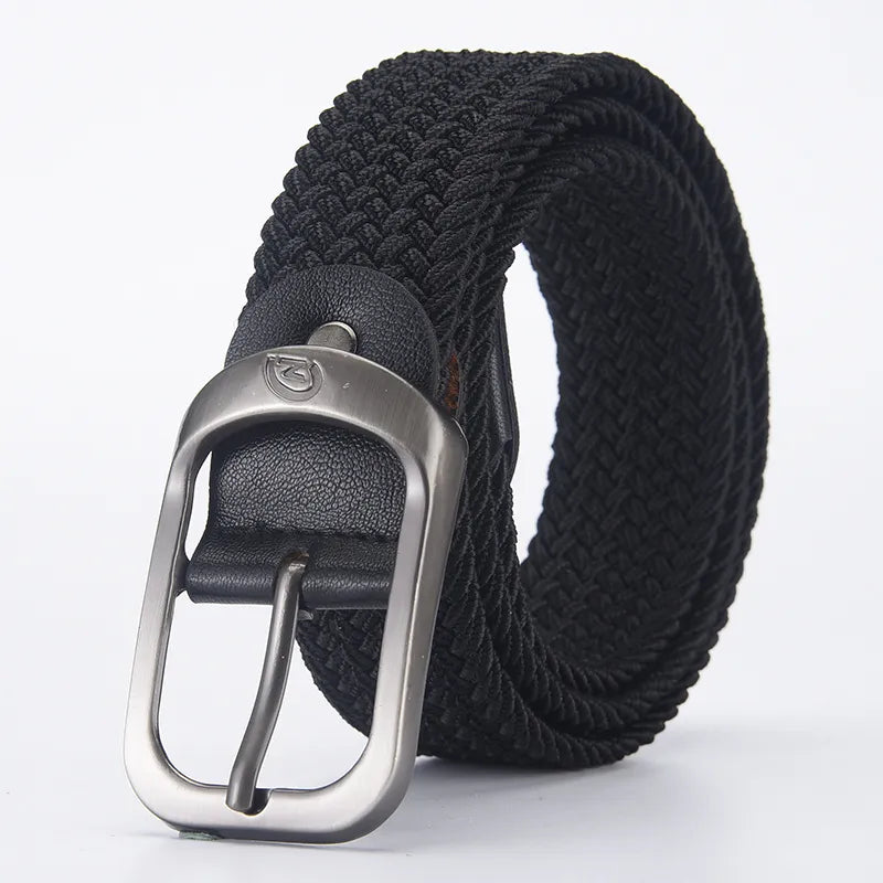 Men's Belt Casual Woven Elastic Belt Outdoor Sports Women's Belt Climbing Work Belt Jeans Suit Pants Men's and Women's Universal