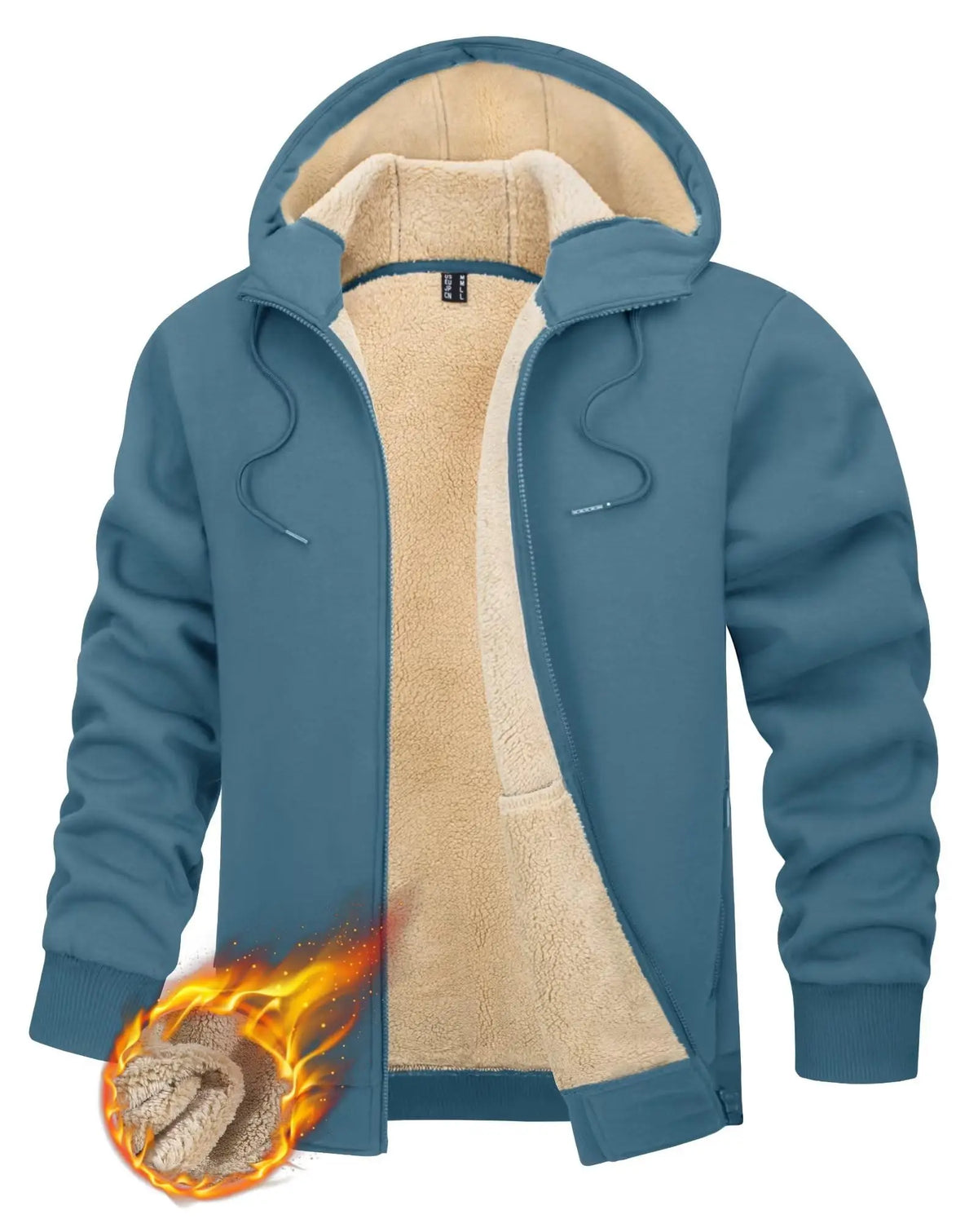 TACVASEN Fleece Lining Winter Hoodie Mens Sherpa Jackets Windproof Full Zip Warm Coats Climbing Hooded Casual Outwear Sportswear