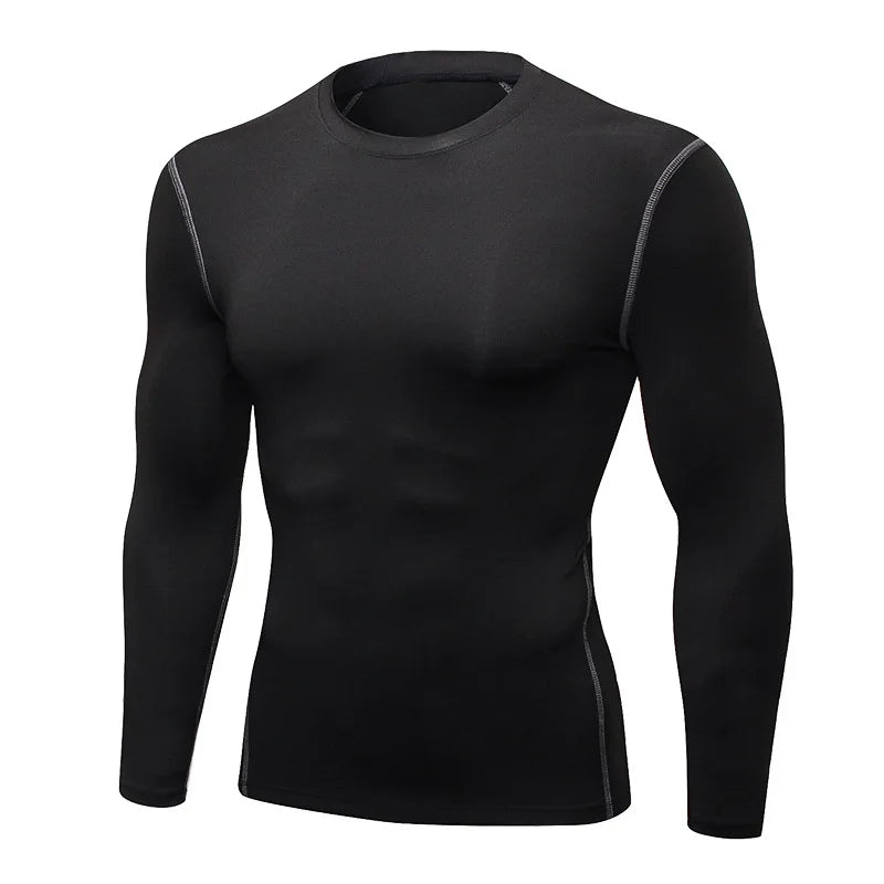 1pcs Men's Long-Sleeved Thermal Underwear Male Thin Tight Fitting Fast Dry Elastic Fitness Tops Man Autumn Winter Sprots Wear