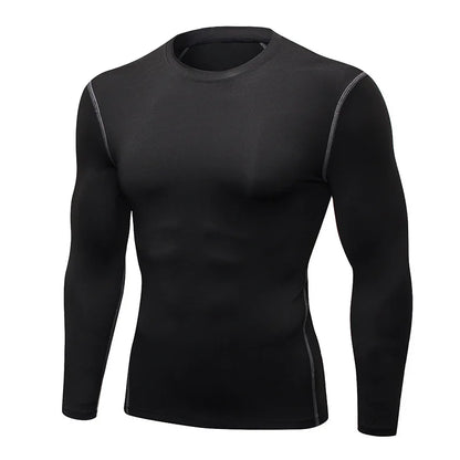 1pcs Men's Long-Sleeved Thermal Underwear Male Thin Tight Fitting Fast Dry Elastic Fitness Tops Man Autumn Winter Sprots Wear