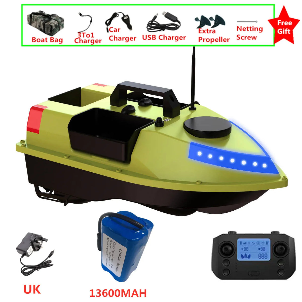 99 GPS Fishing Location RC Fishing Boat 2.4G 600M 3 Hopper Smart Speed Cruise Remote Control GPS Navigation Boat RC Nesting Boat