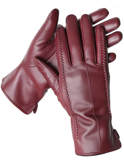 Women's Sheepskin Gloves Winter Warm Plus Velvet Short Thin Touch Screen Driving Color Women's Leather Gloves Good Quality -2226