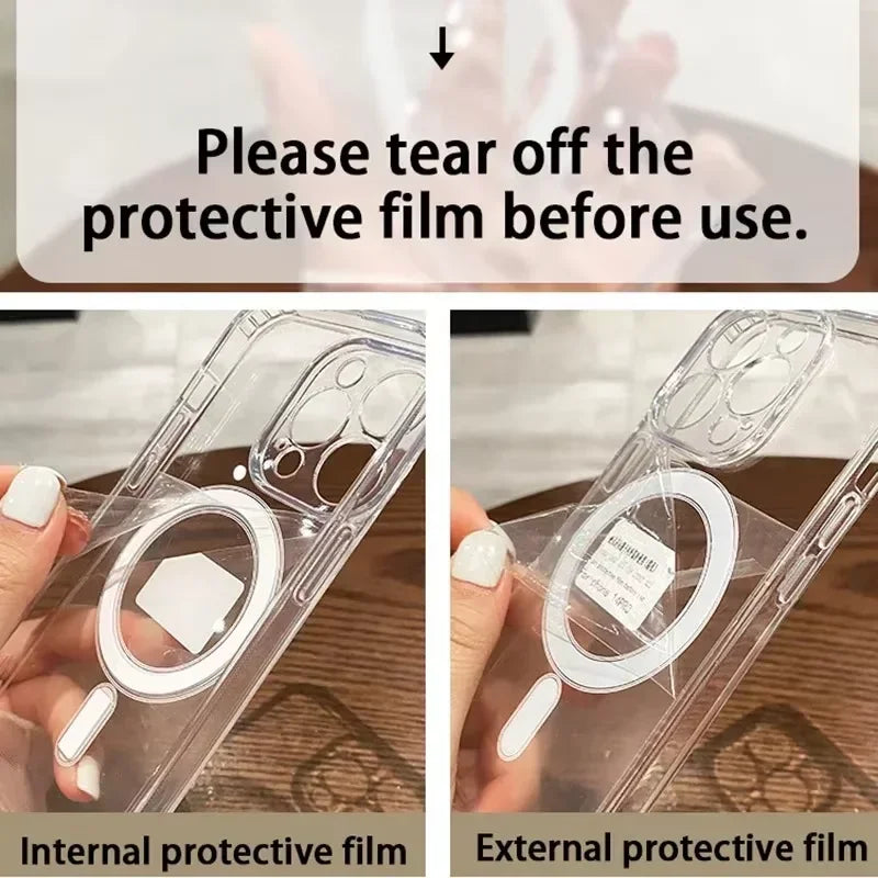 Luxury Transparent for Magsafe Magnetic Phone Case for iPhone 17  Air 17 Pro Max Shockproof Wireless Charging Cover