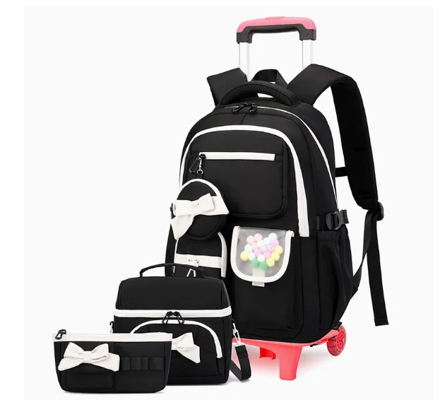 3 Pcs  School Wheele Backpack Bag Rolling Backpack for Girls Trolley Bags for Elementary Middle High School Wheeled Bookbag Girl
