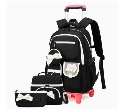 3 Pcs  School Wheele Backpack Bag Rolling Backpack for Girls Trolley Bags for Elementary Middle High School Wheeled Bookbag Girl