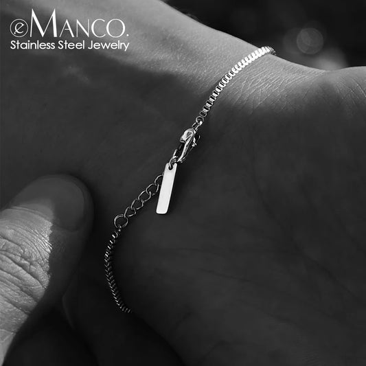 EMANCO Men's Personalized Creative Fashion Box Chain Bracelet European and American Punk Jewelry Wholesale Direct Sale