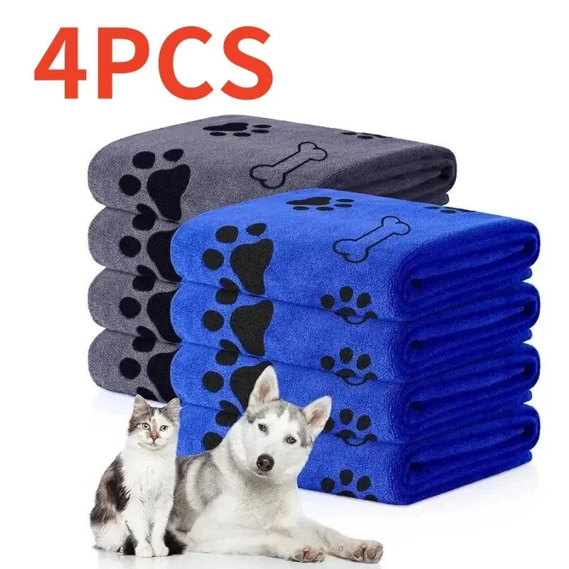 1/4Pcs Microfiber Pet Bath Towel, Super Absorbent Quick Drying Dog Cleaning Towel Multi-Use for Pets Car Wiping