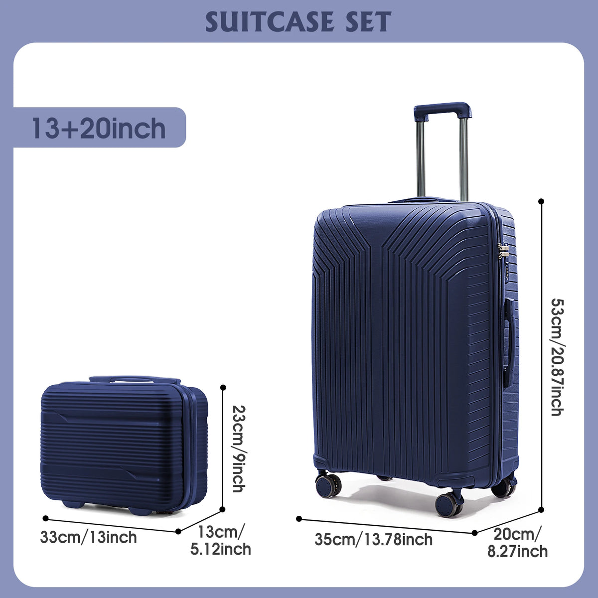 2024 New Durable13/20/28 Carry-On Suitcase - PP Material, Zippered & Password Lock, for Travel,Business Trip Cabin Luggege Trunk