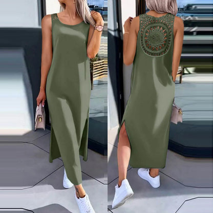 Womens Summer Dress Long Dress Casual Loose Maxi Dresses Beach Outfit 2024 Resort Women Summer Dress Sleeveless Large Nightshirt