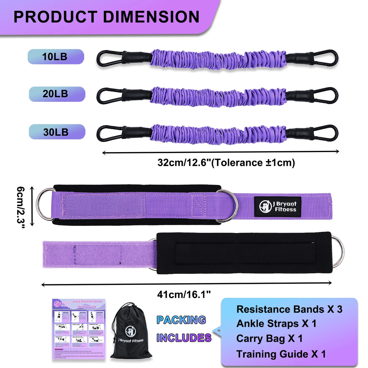 Ankle Resistance Bands With Cuffs Set 60LB 3 Different Pound Resistance Bands for Leg Glute Exercise Fitness Equipment