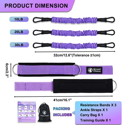 Ankle Resistance Bands With Cuffs Set 60LB 3 Different Pound Resistance Bands for Leg Glute Exercise Fitness Equipment