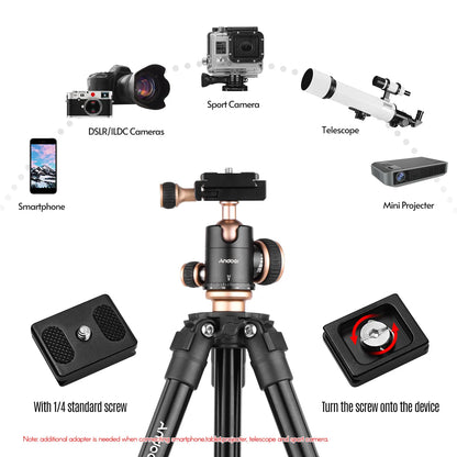 Andoer Q160SA Tripods Camera Tripod With Panoramic Ballhead Tripod for DSLR Digital Cameras Camcorder Canon Nikon Sony Camera