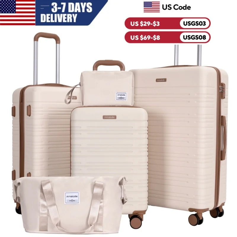 5-Piece ABS Hardside Luggage Set With TSA Lock and Double Spinner Wheels