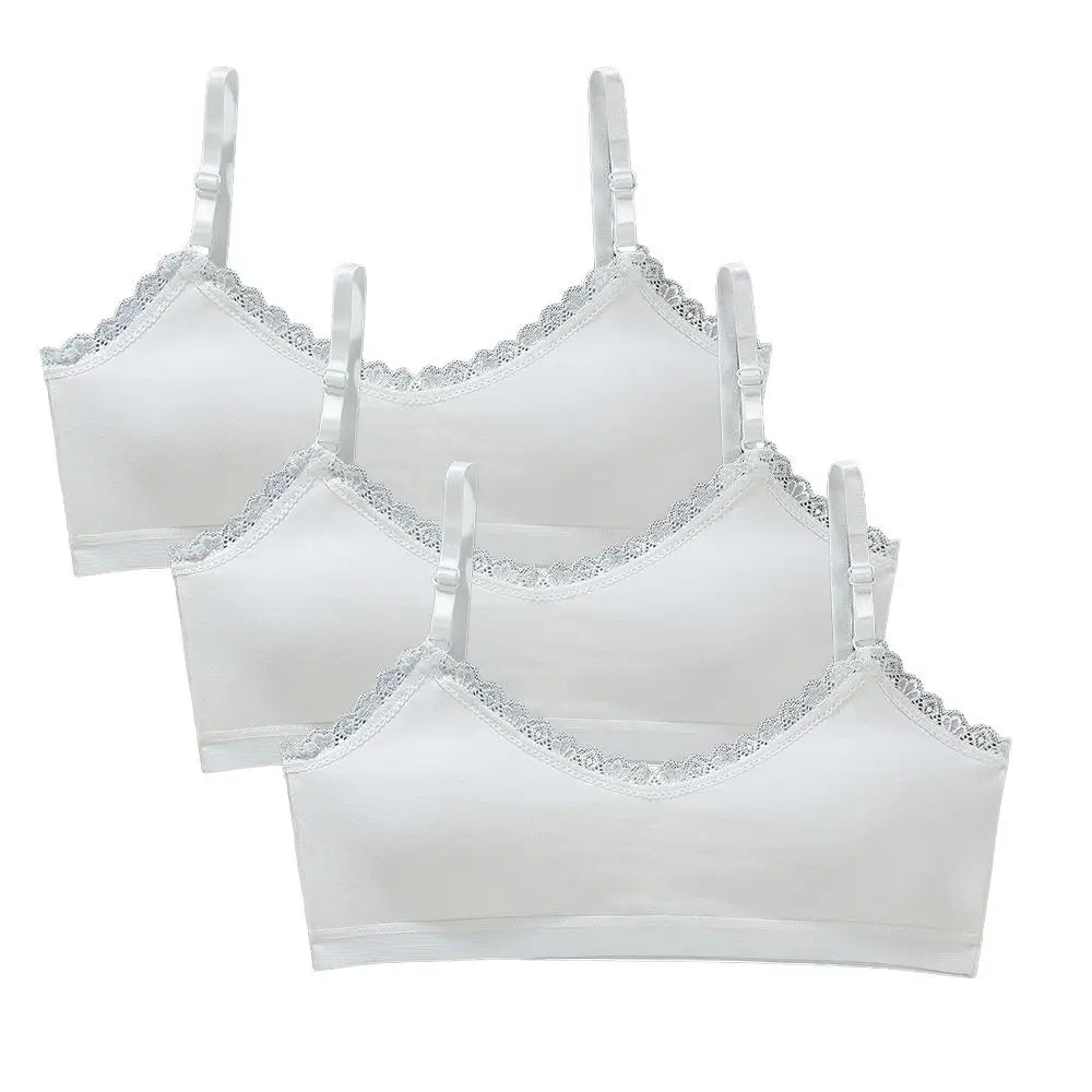 1/3pcs Girls Lace Bras Children Breathable Underwear Kids Tube Tops Soft Cotton-Padded Teens Youth Girls Washable Bras Camisoles