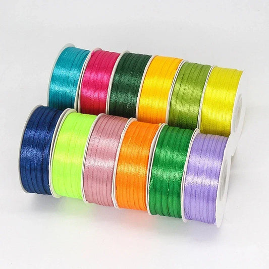 100 Yards 3MM Double Sided Satin Ribbon DIY Handmade Gift Wrapping Christmas Wedding Decorations Clothing Accessories Ribbons