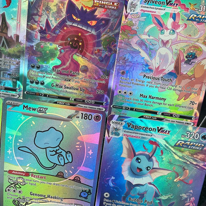 Anime PTCG Trading Card Vaporeon Lillies Clefairy Ex Gengar Vmax Rule Holographic Game Collection Card Child Holiday Gifts