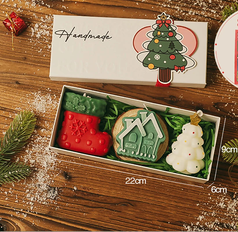 Christmas Scented Candle Decorative Christmas Candle Gift Set Holiday Aroma Candle Festive for Gifting Dining Room Christmas