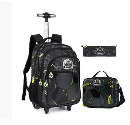 Boys Rolling Bags School Rolling Backpack With Wheels for Boys Football School Wheeled Backpack Set Kids Travel Luggage Bags