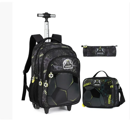 Boys Rolling Bags School Rolling Backpack With Wheels for Boys Football School Wheeled Backpack Set Kids Travel Luggage Bags