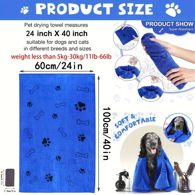 1/4Pcs Microfiber Pet Bath Towel, Super Absorbent Quick Drying Dog Cleaning Towel Multi-Use for Pets Car Wiping