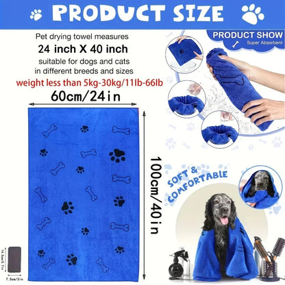 1/4Pcs Microfiber Pet Bath Towel, Super Absorbent Quick Drying Dog Cleaning Towel Multi-Use for Pets Car Wiping