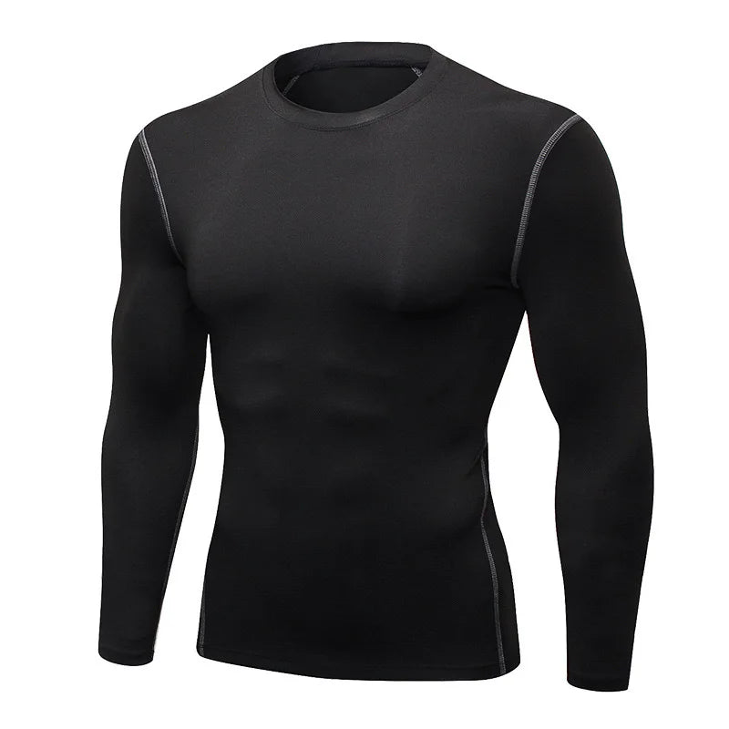 1pcs Men's Long-Sleeved Thermal Underwear Male Thin Tight Fitting Fast Dry Elastic Fitness Tops Man Autumn Winter Sprots Wear