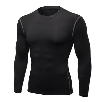 1pcs Men's Long-Sleeved Thermal Underwear Male Thin Tight Fitting Fast Dry Elastic Fitness Tops Man Autumn Winter Sprots Wear