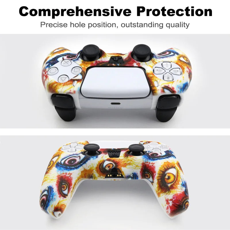 Silicone Cover Skin for PlayStation 5 Accessories for PS5 Controller Cover Thumb Grips Anti-Slip Protection Shell Skin for PS5 S
