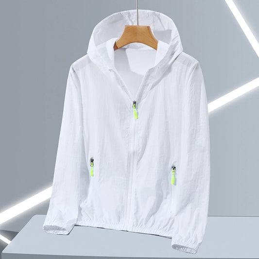 Summer Thin Ice Silk Sun Protection Jacket for Men Fashion Hooded Sports Uv Protection Skin Clothing Breathable Couple Outwear