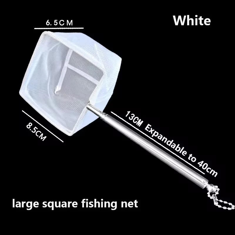 Aquarium Square Fishing Net With Suction Cup Extendable Long Handle Fishing Gear for Catching Fish Shrimp Tank Clean Accessories