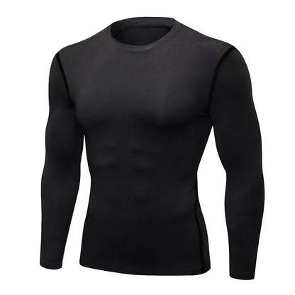 1pcs Men's Long-Sleeved Thermal Underwear Male Thin Tight Fitting Fast Dry Elastic Fitness Tops Man Autumn Winter Sprots Wear