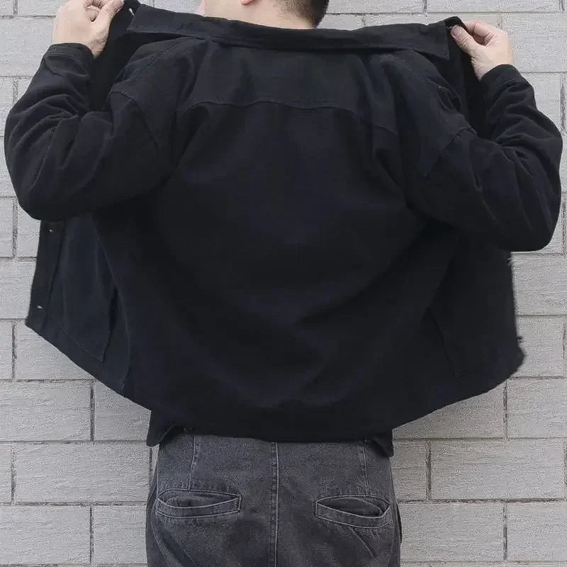 Jeans Coat for Men Padded With Sheep Cargo Denim Jackets Man Padding Wool Brown Warm Trendy Winter Oversize New in 2025 Big Size