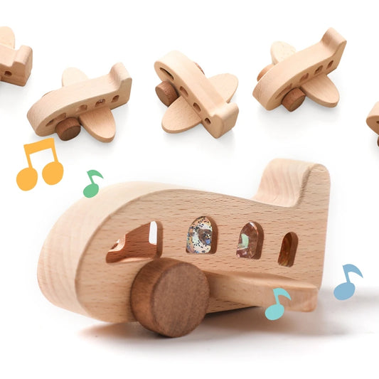 Montessori Baby Wooden Plane Toys Glass Beads Plane Children Toys Baby Accessories Educational Transportation Toys for Kids