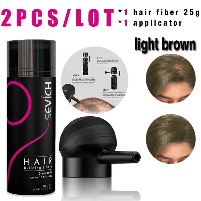 SEVICH Hair Building Fiber Set Cover Sparse Hair or Bald Spots Hair Loss Regrowth Treatment Keratin Hair Fiber Powder Applicator