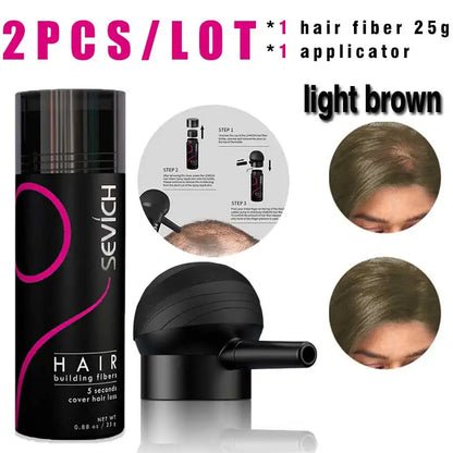 SEVICH Hair Building Fiber Set Cover Sparse Hair or Bald Spots Hair Loss Regrowth Treatment Keratin Hair Fiber Powder Applicator